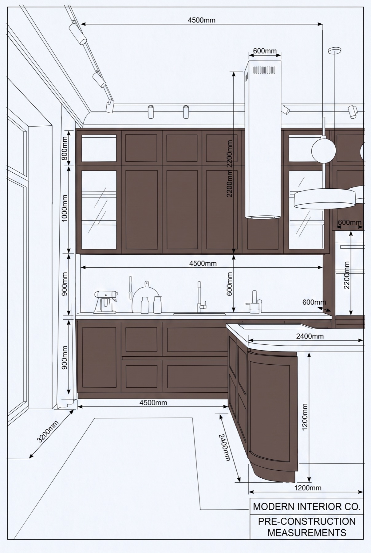 Developed kitchen layout drawing